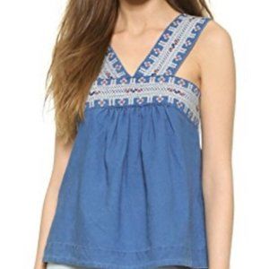 Madewell Siesta Embroidery Blue Sleevless Top 6
